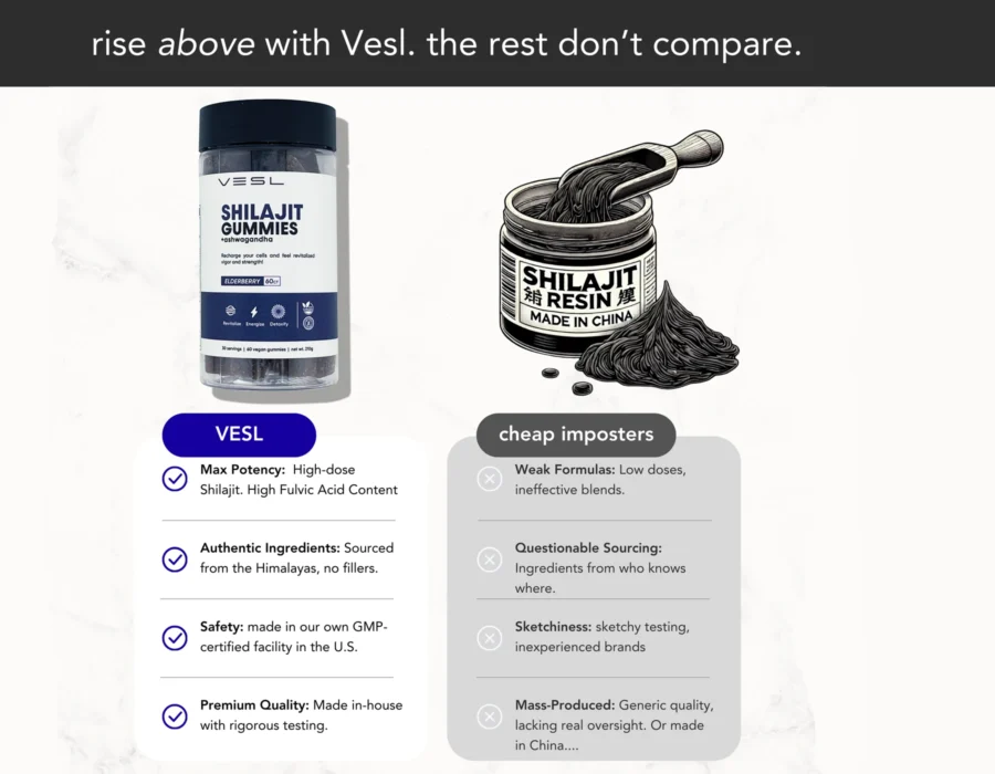 Discover the benefits of pure shilajit​ with maximum potency, authentic ingredients, premium quality, and a commitment to safety in every VESL Shilajit Gummy.