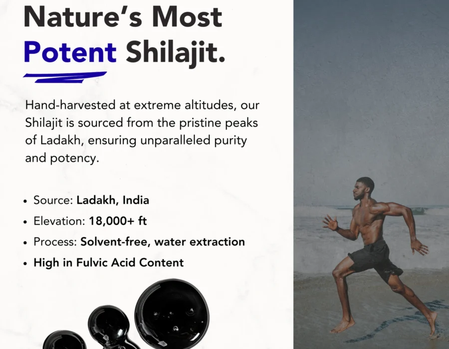 Showcasing the benefits of pure shilajit​ - nature's most potent shilajit, hand-harvested at extreme altitudes from the pristine peaks of Ladakh for unmatched purity and potency.